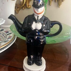 Ceramic Policeman Teapot - Black and White England Tony Carter